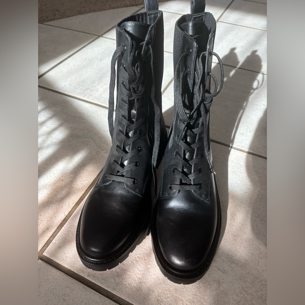 Sam Edelman Black Leather Combat Boots